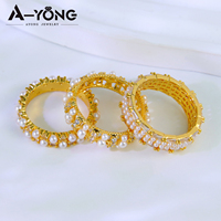Nouveautés, bagues en laiton plaqué or 18 carats imperméables, design irrégulier, zircon, perle, pour femmes