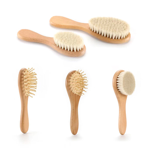 Set de Regalo de Cepillo para Bebé de Cerdas Suaves de Cabra Ecológicas al por Mayor, Peine de Madera 100% Natural, Masajeador, Impermeable, Moderno y Saludable - Product Image 2