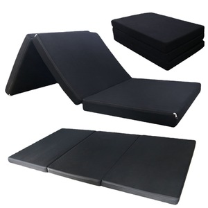 Foldable Home Sleeping Mat 80mm Thick Three-Fold <b>Memory</b> <b>Foam</b> Mattress For Indoor Outdoor Use Black Gray Mesh Sponge - Product Image 2