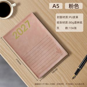 Agenda annuel A5 2027 en cuir PU, carnet de notes hebdomadaire et mensuel, agenda, ventes chaudes - Product Image 2