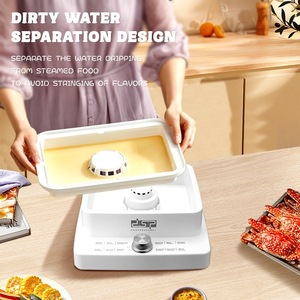 Vaporera eléctrica DSP de 3 niveles y 10L con tapa de vidrio templado para cocinar en casa - Product Image 3