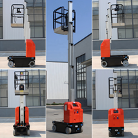 Kendi Kendine Hareket Eden Alüminyum Dikey Mastlı Platform 8m/9.5m Elektrikli Personel Platformu 125kg/160kg Taşıma Kapasitesi 24VDC Akülü