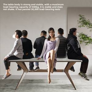 Nordico moderno semplice uso domestico <span class=keywords><strong>tavolo</strong></span> da pranzo bianco frassino legno opaco roccia lastra Color <span class=keywords><strong>noce</strong></span> sedie rettangolare Set da pranzo - Product Image 3