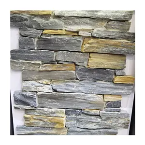 Veneer Grey Quartz Cimento Cultura Pedra Revestimento De Parede Ardósia Pedra Ao ar livre para Wall Decor Home Natural Floor Tiles Bom