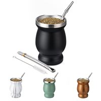 Vaso de Acero Inoxidable de Doble Pared para Mate con Pajita, Aislamiento Térmico, Base Antideslizante, Set de Té Mate para Beber en Casa o al Aire Libre