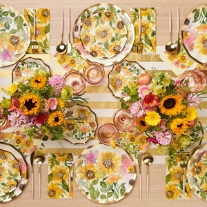 Sunflower Party Tableware <b>Set</b> Custom Printing Gold Hot Stamping Edge Paper Plate Cup Napkin <b>Set</b> Theme Party Supplies - Product Image 4