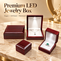 Boîte de rangement pour bijoux en bois massif vintage de luxe sur mesure avec éclairage LED pour pendentifs, colliers et bagues