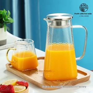 Nueva llegada de lujo de vidrio de borosilicato hervidor de gran capacidad patrón ondulado taza de agua Jarra de jugo clásico creativo accesible jarra - Product Image 4