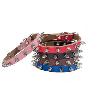 Collares de metal de cuero para mascotas <span class=keywords><strong>Collar</strong></span> de gato tachonado ajustable con remaches de pinchos correa de bala <span class=keywords><strong>collar</strong></span> de hebilla de perro - Product Image 4