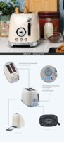 Grille-pain électrique à gaufrier rétro à 2 tranches en acier inoxydable POP up avec grill