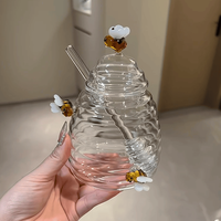 Pot en verre borosilicate moderne et élégant pour la cuisine, de qualité alimentaire, avec couvercle en plastique, pour miel, confiture, café, design hermétique