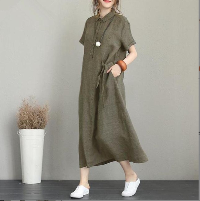 japanese casual dress Dresses Women Summer Kawaii Style Floral Empire Turn-down Collar Female Cute College Folds All-Match Loose Chic Fashion a collar Japanese Elegance Dress