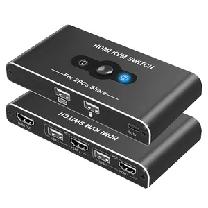 Iki adet için KVM Switcher ve bir monitör 1 USB 1 HDMI 4k60Hz her PC için 2 kamu USB portları için fare klavye KVM Switcher