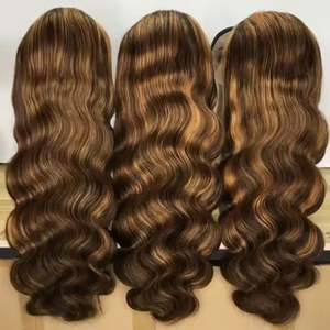 Perruque frontale en dentelle transparente 13x4 double trame pour femmes P4/27, densité 180%, cheveux humains lisses, longueur longue, toutes les couleurs - Product Image 3