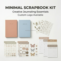 Kit de scrapbooking personnalisé avec couverture en lin minimaliste, papeterie, ensemble cadeau, ruban washi, autocollants, papier pour agenda, journalisation DIY