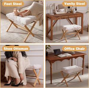 Poggiapiedi Pieghevole in Bambù, Pouf Piccolo con Superficie Liscia e Bordi Arrotondati, Sicuro e Comodo per Riposo Piedi, Casa, Camera da Letto, Balcone - Product Image 4