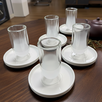 Tasse à thé en verre borosilicate de haute qualité, fabriquée en usine depuis 41 ans, nouveau design blanc givré, tasse à thé à double paroi, verre fait main, capacité de 90 ml