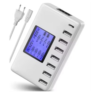 สถานีชาร์จ USB 8 พอร์ต 60W 12A ฮับชาร์จ USB <span class=keywords><strong>C</strong></span> หลายพอร์ต พร้อมจอ LCD สำหรับ IPHONE สำหรับ Samsung สำหรับแท็บเล็ต - Product Image 1