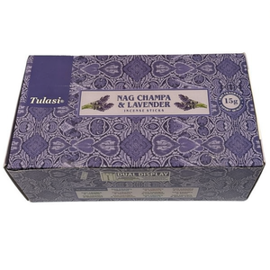 Tulasi Nag Champa Lavender Incense Sticks 15g Dual Display Box 12 Packs - Product Image 1