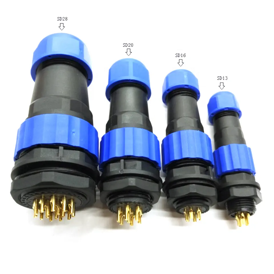 Conector de montaje trasero eléctrico para automóvil, toma de plástico resistente al agua, con enchufe recto de 2-24P, SD13, SD16, SD20, SD28, M13, M16, M20, M28series