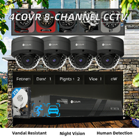Système de caméra de sécurité CCTV 4COVR à 8 canaux, caméra IP tourelle PoE 5MP avec IA, CMOS, anti-vandalisme, détection humaine, vision nocturne, pour maison et commerce
