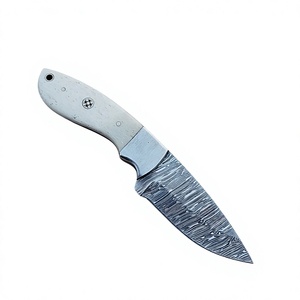 Cuchillo de Caza de Acero de Damasco de Grado Industrial Hecho a Mano con Hoja Recta de Punta Caída y Mango de Hueso, Personalización OBM - Product Image 3