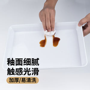 Assiette à vaisselle en plastique mélamine rectangulaire blanche commerciale plateau <span class=keywords><strong>de</strong></span> nourriture marinée repas cuits <span class=keywords><strong>de</strong></span> canard présentés pour une utilisation en cuisine froide - Product Image 3