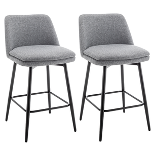 Modern Adjustable Counter Height Swivel Bar <b>Stools</b> Set of 2 360 Swivel Upholstered with Back Metal Legs for Dining/Living Room - Product Image 6
