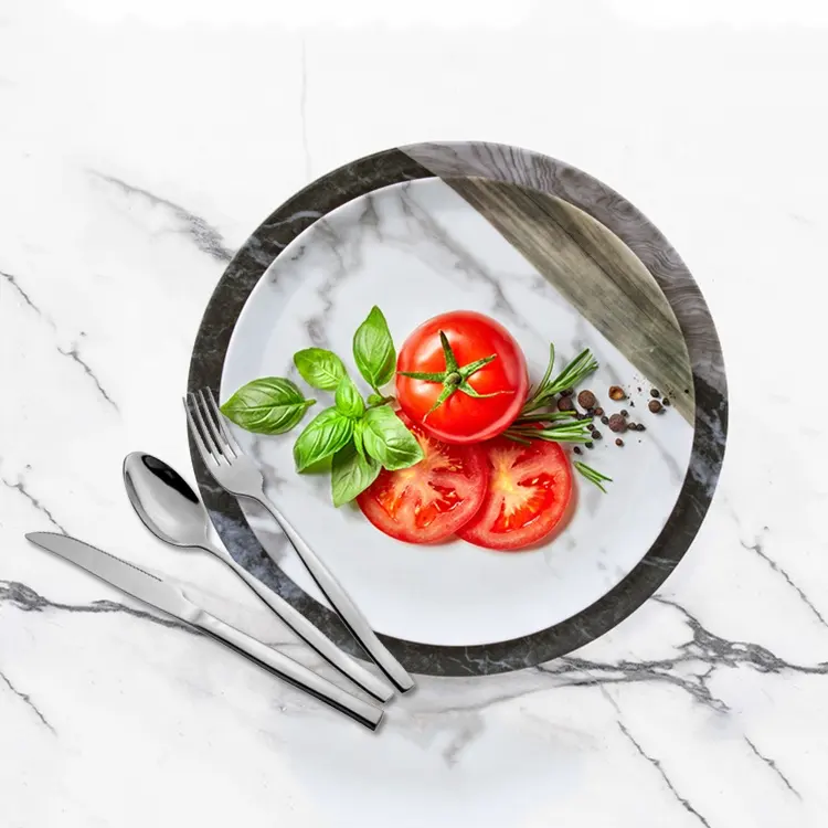 Low Price A5 100% Melamine Restaurant Marble Dishes And Plates, Wedding Decorate Plastic Melamine Marble Serving Platter Plates