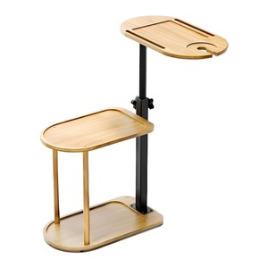 Cross-border Bamboo Movable Bathroom <b>Shelf</b>, Two-Tier Floor Standing Storage <b>Rack</b>, Simple Movable Small Side Table for Living - Product Image 5