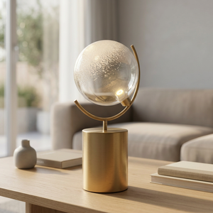 Lampe de table moderne en métal doré, globe, LED, lumière blanc chaud, décoration d'intérieur, lampe de bureau, grande taille, commande par interrupteur - Product Image 4