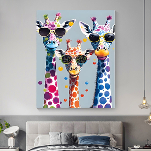 Peinture Diamant 5D DIY Girafes Cool pour Adultes Débutants, Motif Animal Complet, Image Rectangulaire Scintillante, Décoration Murale en Diamant - Product Image 1