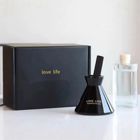Vente en gros de diffuseurs de parfum en verre coniques de 200 ml, forme de corne, aromathérapie, luxe, avec bâtonnets en rotin