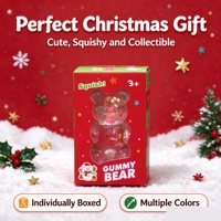 Jouet Squishy Oursons Gélifiés de Noël Mignons Transparents en Gelée, Animaux Souples à Remontée Lente, Jouets Sensoriels Anti-Stress à Pincer, Cadeaux de Fêtes