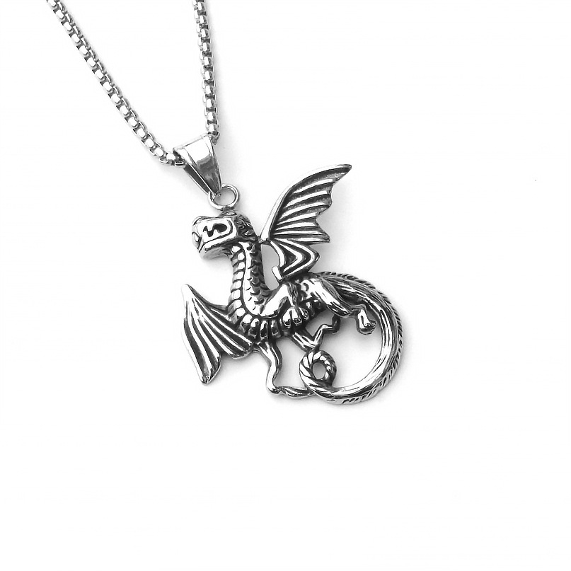 Dragón + CADENA DE ACERO INOXIDABLE