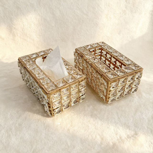 Nueva Caja de Pañuelos de Cristal Dorado con Diseño de Cristal Transparente, para Sala de Estar, Hogar, Bodas, Diseño Creativo, Almacenamiento de Papel para Servilletas de Escritorio - Product Image 1