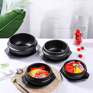 800 ML 뜨거운 판매 한국식 블랙 세라믹 돌소스 비빔밥 라면 수프 냄비 친환경 미니 돌 그릇 트레이 - Product Image 1