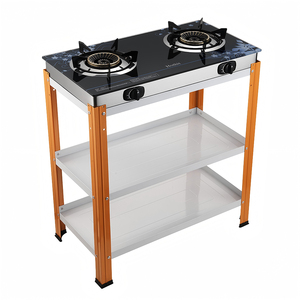 Standing Double Burner Gas Cooker with Stand & Shelves (LPG)
