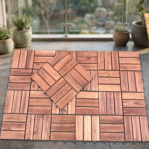 Teak Wood <b>Decking</b> Tiles Square Interlocking Dual Lock <b>Brushed</b> Rustic Outdoor Waterproof Non Hydrophilic Grooved Edge - Product Image 5
