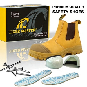 Chaussures de sécurité de haute qualité, embout en fibre de verre, anti-perforation, cuir nubuck <span class=keywords><strong>jaune</strong></span>, antidérapantes, résistantes à l'huile, semelle en caoutchouc PU sans lacets - Product Image 4