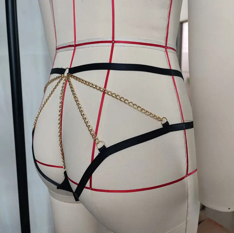 Tangas – string Sexy en coton avec chaînes, sous-vêtements et Lingerie pour femmes