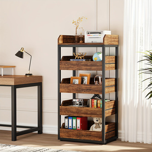 OEM/ODM 5-Tier <b>Pull</b>-<b>Out</b> Snack Stand Factory Direct Wood and Steel Fruit & Vegetable Storage Rack for Kitchen Islands & Carts - Product Image 1