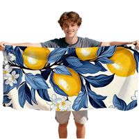 Serviette de plage DZ Deep Blue-leaved Sand Free à séchage rapide, grande taille, douce, confortable, légère et facile à transporter