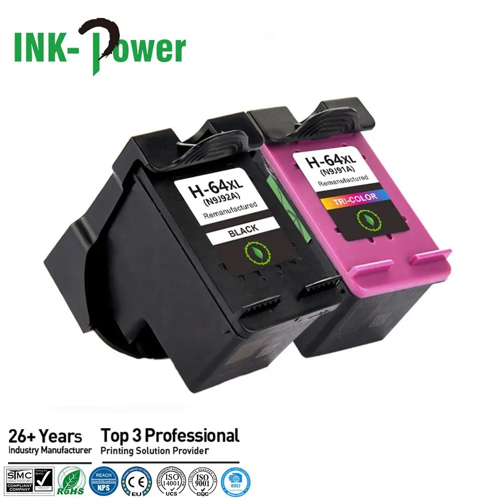 INK-POWER 64 XL 64XL Premium Remanufactured Color Inkjet Ink Cartridge For HP64 For HP ENVY Photo 6230 6232 7134 7155 Printer