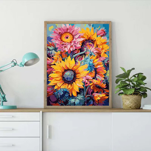Decoración para el Hogar, <span class=keywords><strong>Pintura</strong></span> <span class=keywords><strong>de</strong></span> Diamantes con Diseño <span class=keywords><strong>de</strong></span> <span class=keywords><strong>Campo</strong></span> <span class=keywords><strong>de</strong></span> <span class=keywords><strong>Girasoles</strong></span> y Atardecer, Impresión en Lienzo para Decoración <span class=keywords><strong>de</strong></span> Sala <span class=keywords><strong>de</strong></span> Estar - Product Image 2