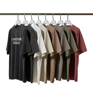 Vintage lavage à l'acide hommes t-shirts vierges en gros Boxy Dtg sérigraphie goutte épaule Streetwear surdimensionné poids lourd t-shirt - Product Image 1