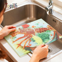 Planche à découper carrée en verre personnalisable Topjlh pour sublimation, 20*28cm, imprimable par transfert thermique, cadeau de cuisine