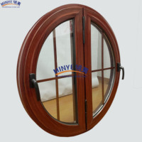 Ventana Semicircular de Aleación de Aluminio con Mosquitera Plegable y Apertura Abatible, Diseño Europeo Moderno, Doble Acristalamiento