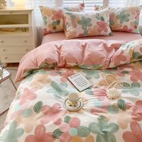 Ensemble de literie en coton brossé 4 pièces de style européen housse de couette drap de lit taie d'oreiller-ensembles de draps et taies d'oreiller