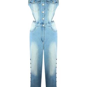 Nouvelle Combinaison en Jean Luxe Décontractée pour Femme, Style Printemps, Extensible, Sans Manches, Découpes Creuses, Fente, Coupe Ample, Jambes Larges - Product Image 3